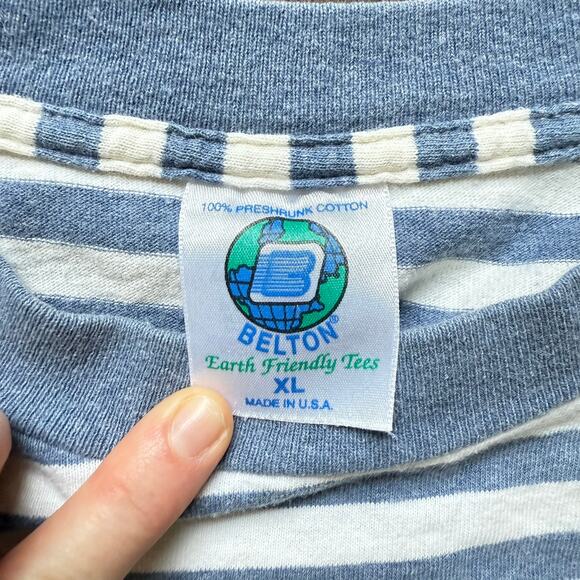 Belton Vintage Striped Nautical Tee XL – Made in USA Cotton Preppy Coastal - Picture 3 of 5